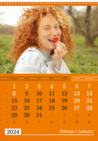 Вертикальные настенные перекидные календари - Оранжевые