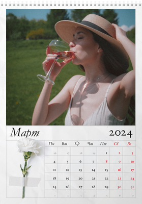 Вертикальные настенные перекидные календари - Сезонные травы Март